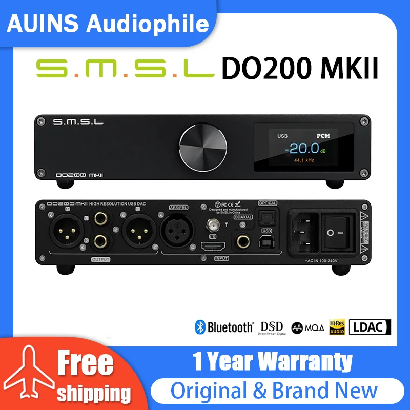 

SMSL DO200 MKII Audio Decoder ES9068AS*2 MQA CD DAC XMOS XU316 Bluetooth5.1 Coaxial Optical OPA1612*5 DSD512 768KHZ/32Bit