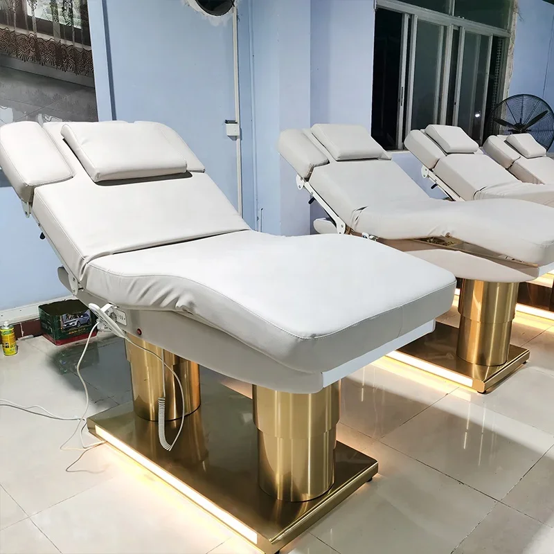 Luxury Wide Size Full Body 4 Motors Gold Massage Bed Heating Function Electric Massage Bed Golden Base Electric Spa Bed