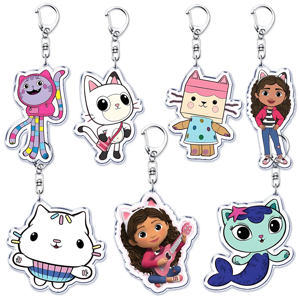 Cartoon Dolls Keychains for Accessories Bag Cakey Gabby Baby Box CatRat Pandy DJ Catnip MerCat Keyrings Jewelry Fans Gamer Gifts