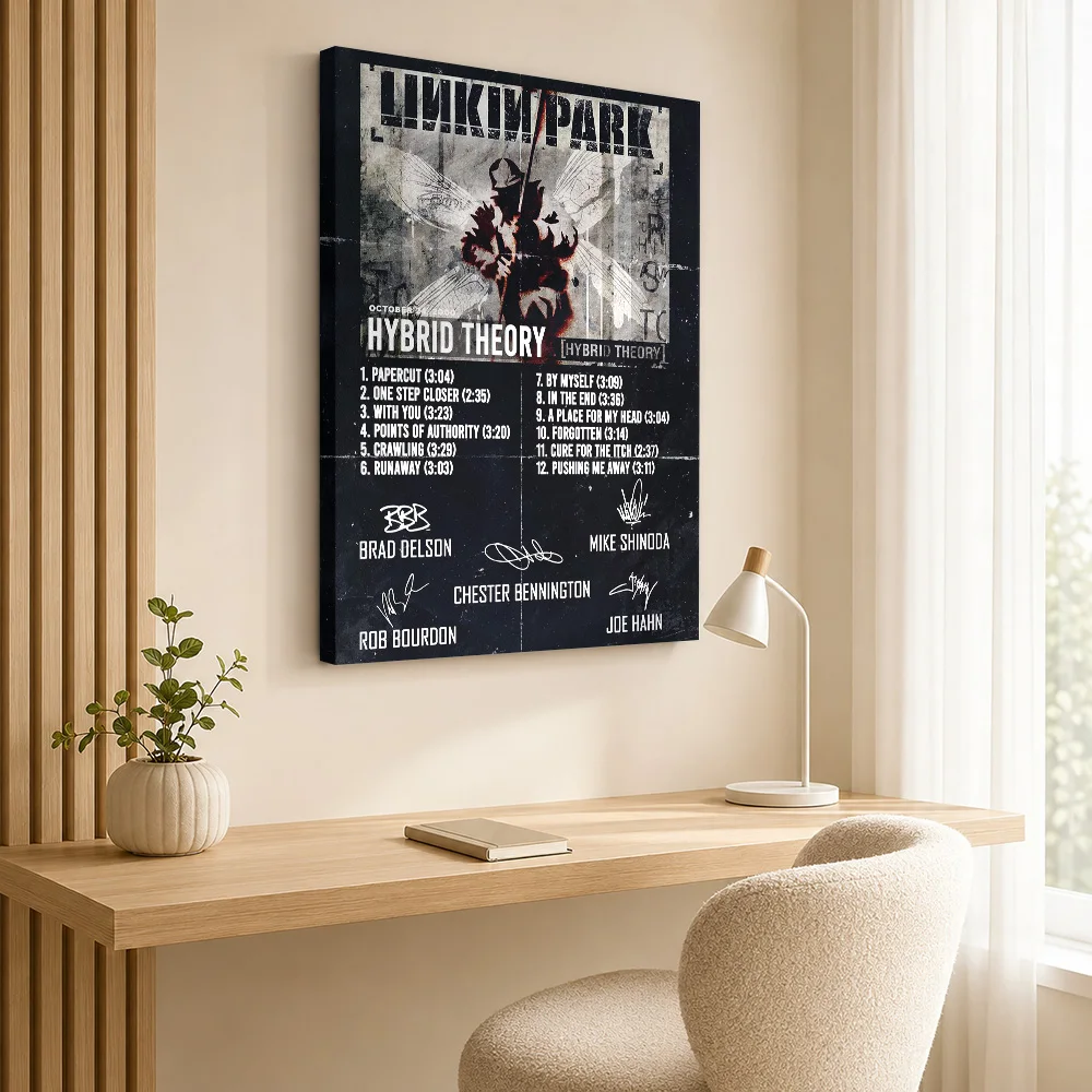 Linkin Park Hybrid Theory Album Canvas Poster Customized Photo Black And White Graphic Wall Art For Bedroom Listening Corner