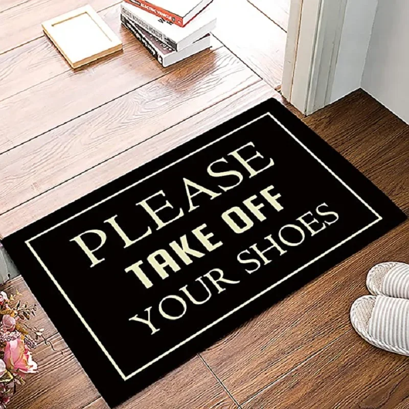 Please Take Off Your Shoes Welcome Mat Funny Bedroom Living Room Carpet Anti-slip Balcony Bathroom Area Rug Home Decoration