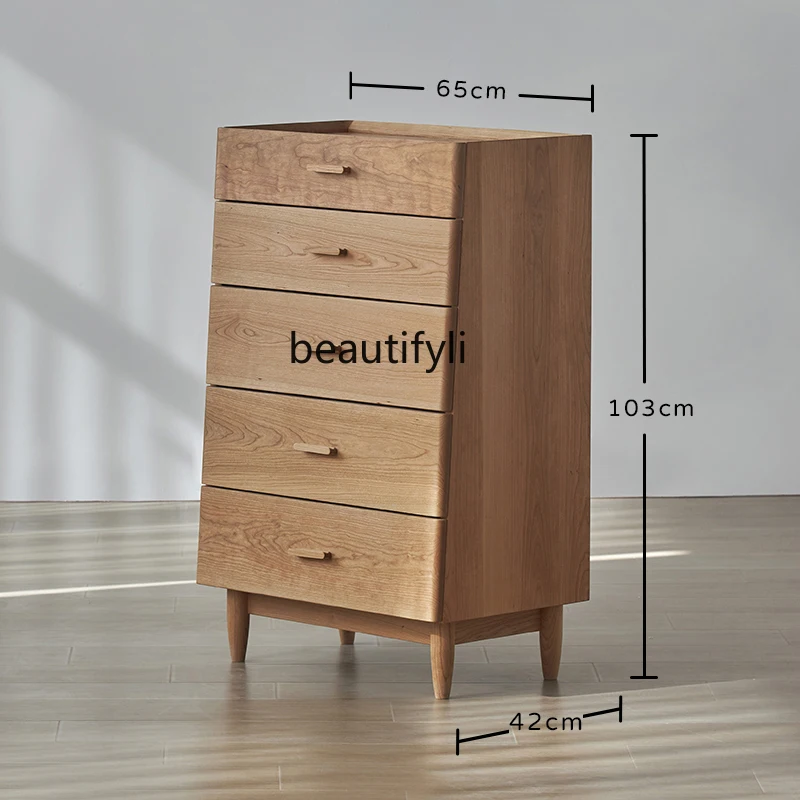 

Chest of Drawers Solid Wood Living Room Storage Cabinet Bedroom Locker Nordic Small Apartment Furniture Chest of Drawer