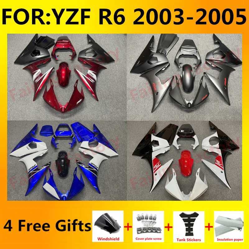 Motorcycle full Fairing kit fit for yamaha YZF R6 03 04 YZF-R6 2003 2004 model bodywork body ABS Plastics fairings kits zxmt