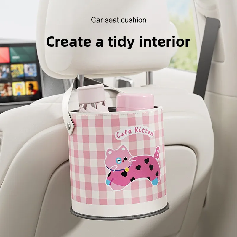 

Universal Car Seat Back Organizer Pu Leather Storage Bag Multi-Pocket Design Waterproof Tissue Holder Cup Holder Garbage Pocket