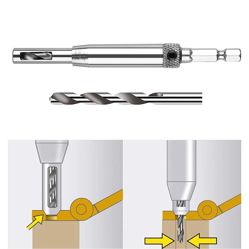 Meikela HSS Self Centering Hinge Drill Bit Door Cabinet Hinge Locating Hole Cutter Woodworking Tool 3/4/7/8PCS Center Drill Bit