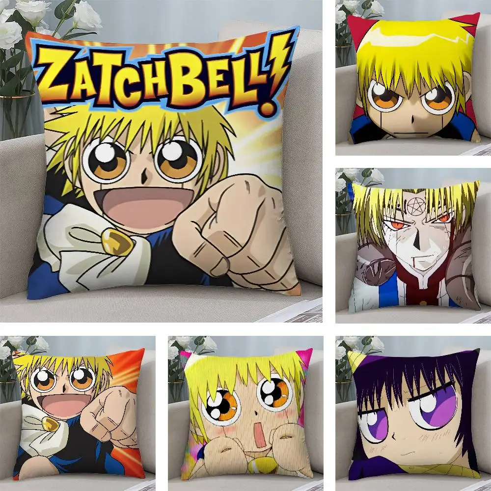 Funda de almohada de Anime Z-Zatch Bell, fundas de almohada cuadradas con estampado de doble cara de felpa corta, decoración de cojín para el hogar y el sofá