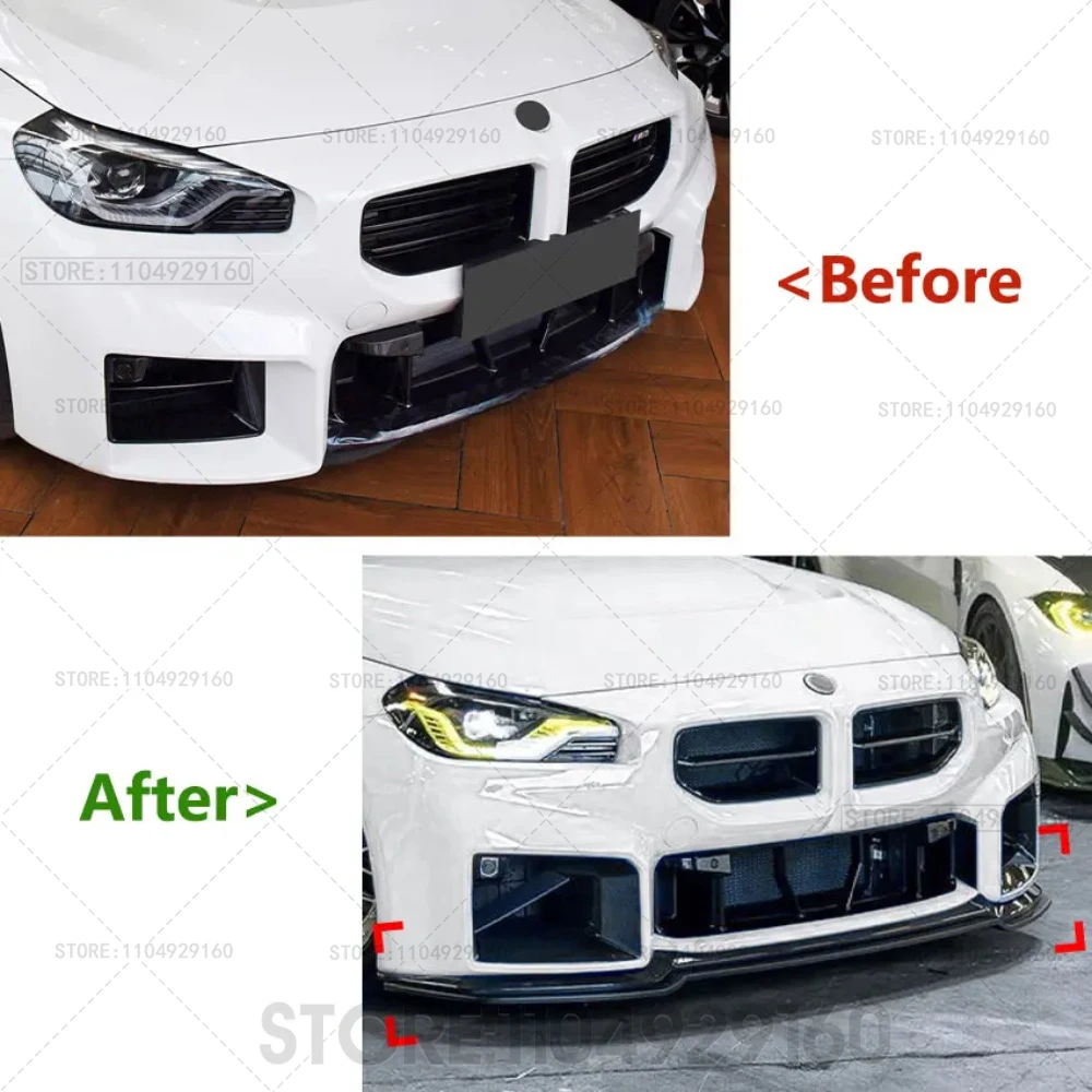 سيارة الجبهة حافة مصد السيارة لسيارات BMW 2 Series M2 G87 2023 + الجبهة الشفاه المفسد الفاصل الناشر طقم الجسم حامي اكسسوارات الديكور
