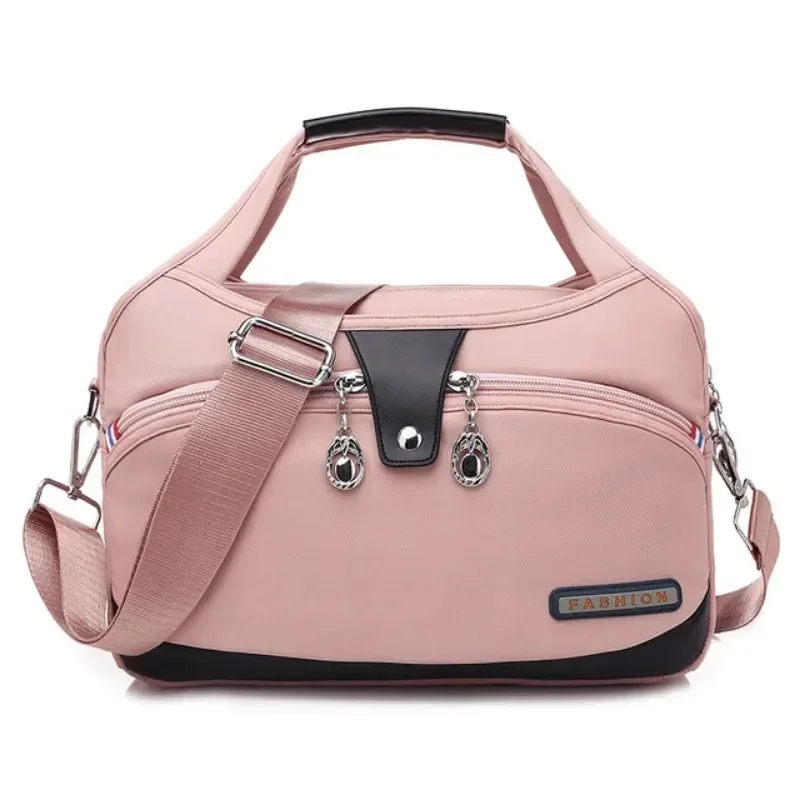 Women Waterproof Nylon Handbag Large Capacity Multi Pocket Top Handle Shoulder Bag Casual Daily Crossbody Messenger Purse
