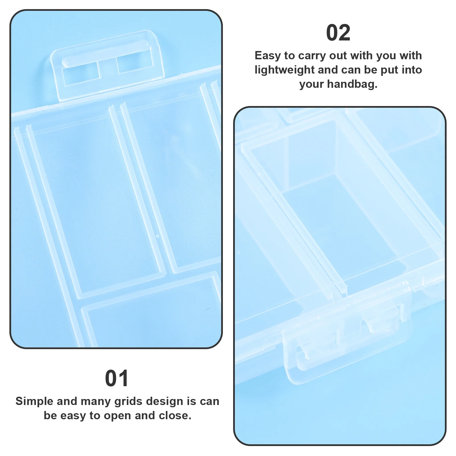 

Nail Charm Storage Box Transparent Multi-Grid Beaded Organizer with Lid Jewelry Storage Holder for Rhinestones