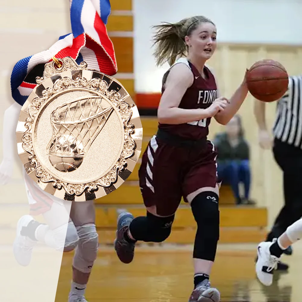 

6.5cm Basketball Medals Sports Medal with Neck Ribbon Basketball Award Medals Basketball Game Medals for Basketball Events