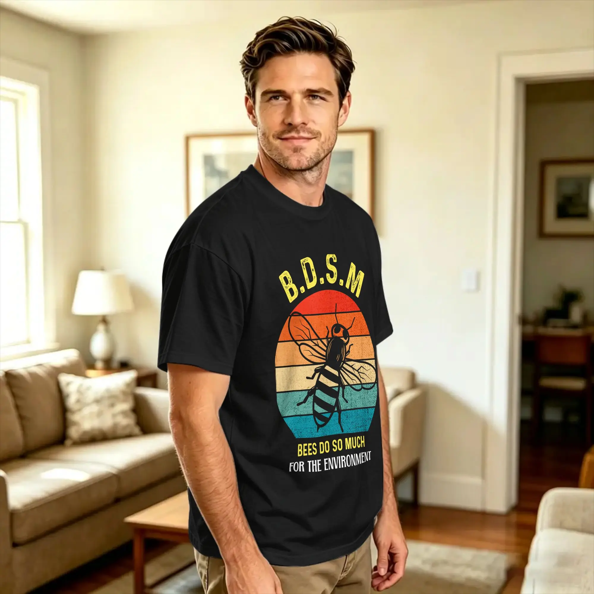 Men's B D S M bees do so much for the environment T-Shirts  Cotton Top Tees Summer Y2K Funny Short Sleeve T-Shirt O-Neck Tshirt