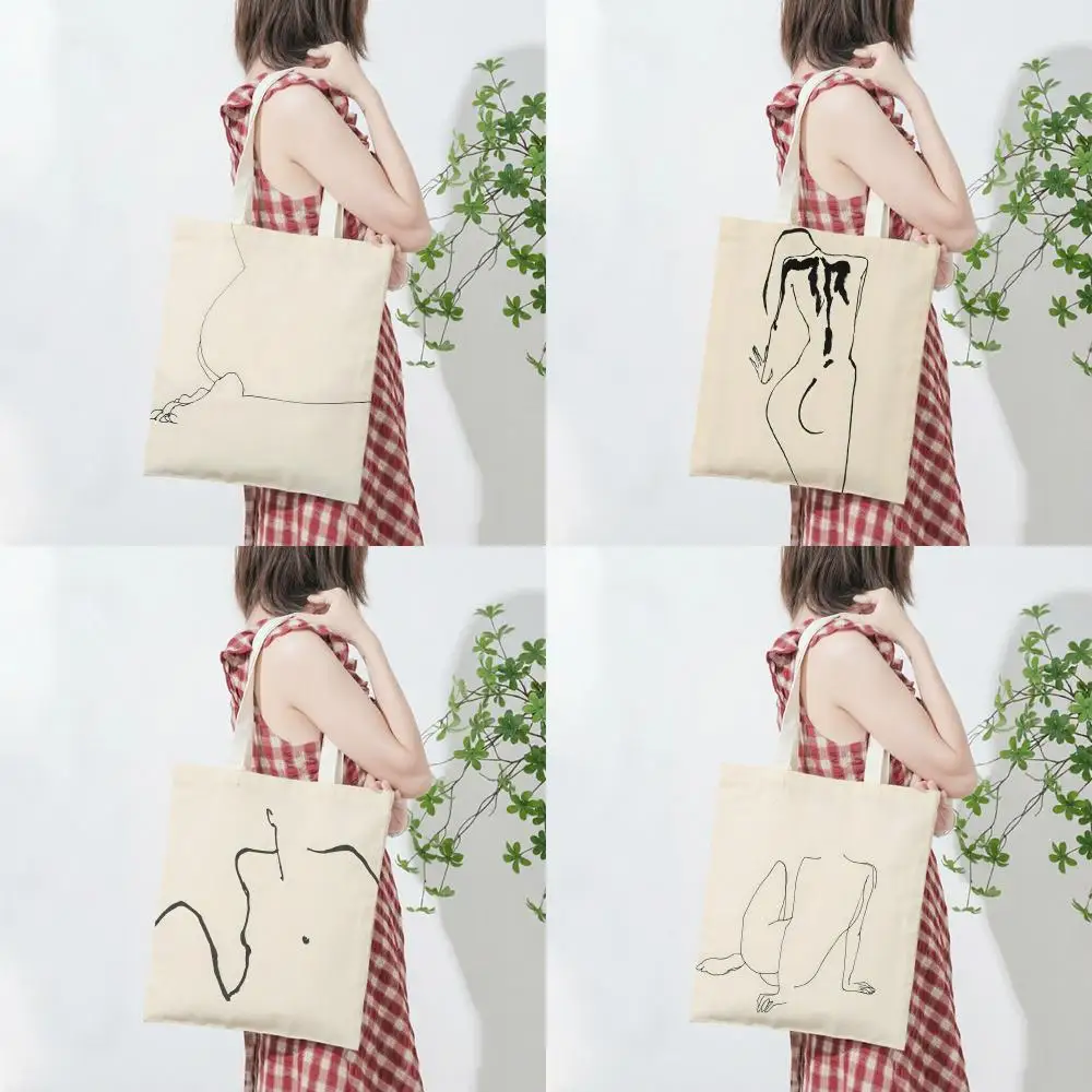 Alluring Stylized S-Sexy Sample Line Cartoon Storage Bags Lightweight Printed Canvas Bag Portable Daily Shopping Shoulder Bag
