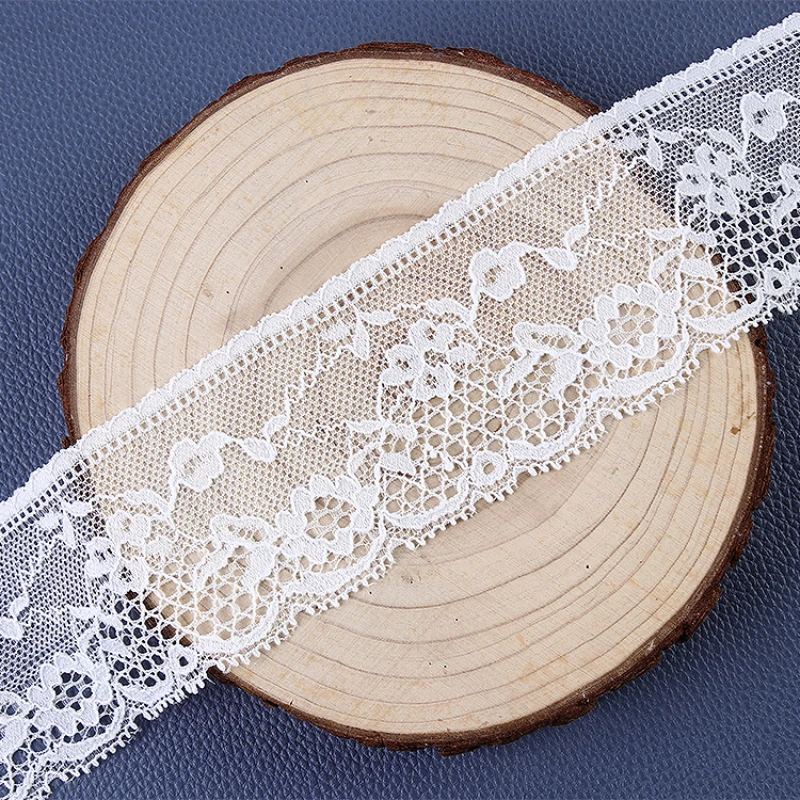 5cm tessuto di pizzo bianco 5 Yards abito da sposa ricamo tessuto pizzo Applique cotone cucito nastro occhiello pizzo Trim di alta qualità