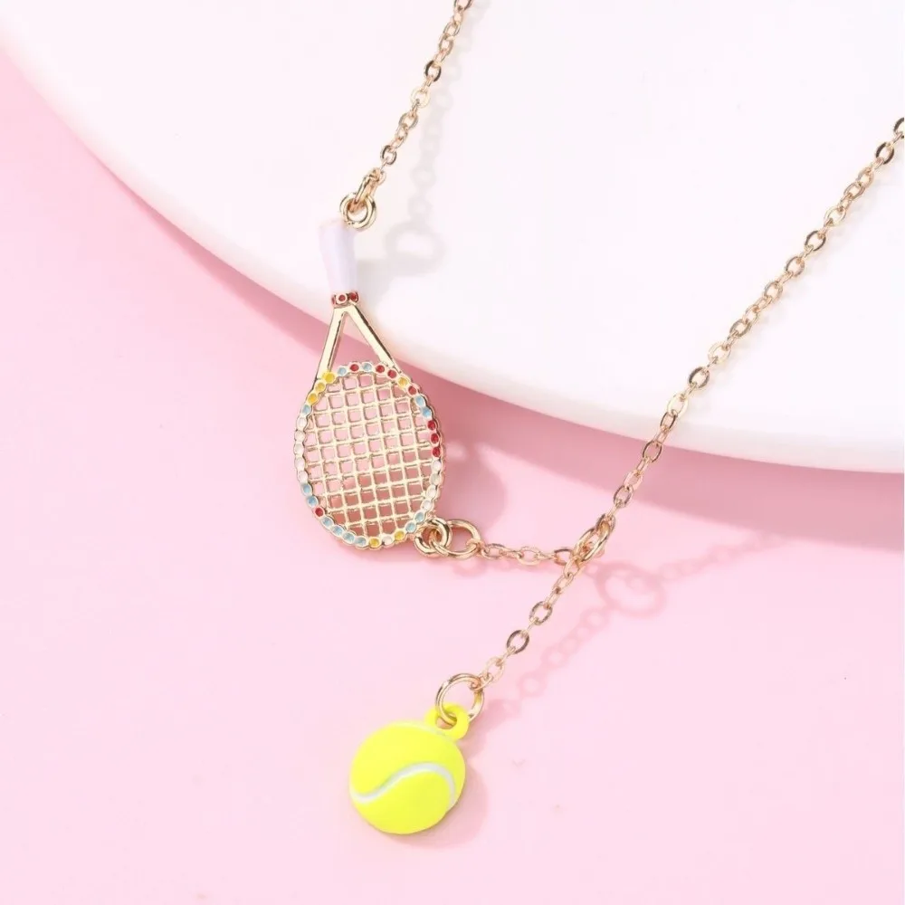 Inspirational Jewelry Openwork Design Tennis Racket Necklace Tarnish Free Waterproof Racket Pendant Necklace Sport Necklace Men