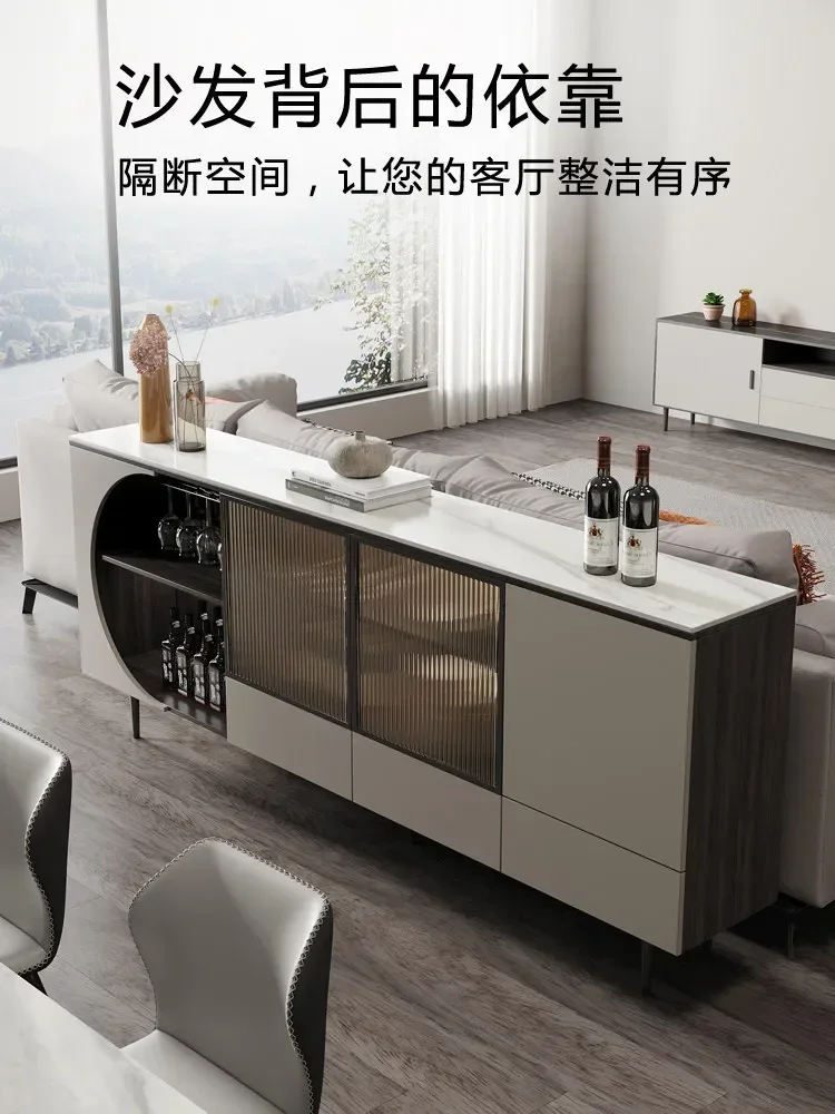 HT Italian solid wood rock slab modern simple tea entrance storage living room storage dining