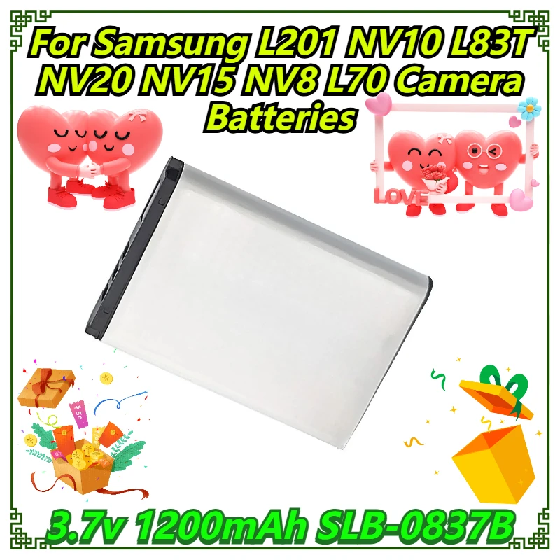 

3.7v 1200mAh SLB-0837B For Samsung L201 NV10 L83T NV20 NV15 NV8 L70 Camera Batteries