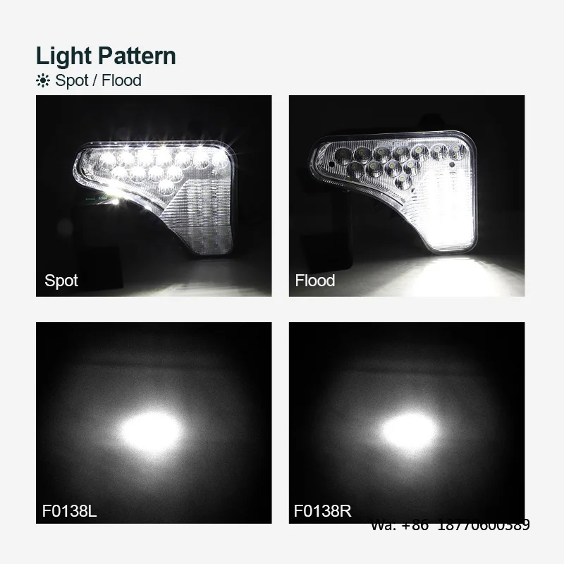 Emark 75W Triangle Industrial Flood/Spot Beam Led Headlight for Bobcat Skid Steer S510 S530 S550 view 3