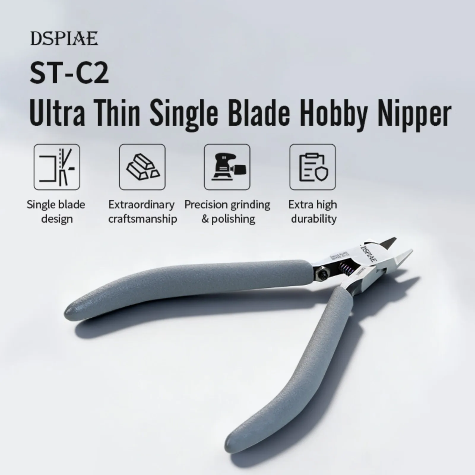 DSPIAE ST-C2 Ultra Thin Single Blade Plier for Gundam Model Making Hobby Nipper for Gunpla Scale Model Building with Storage Box