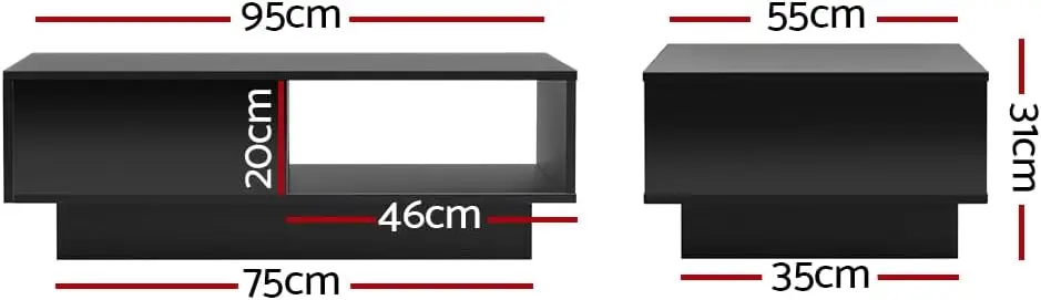 طاولة القهوة LED طاولات الشاي الجانبية أدراج التخزين، أثاث المنزل مكتب غرفة المعيشة، مع درج عرض مستطيل عالي اللمعان #2