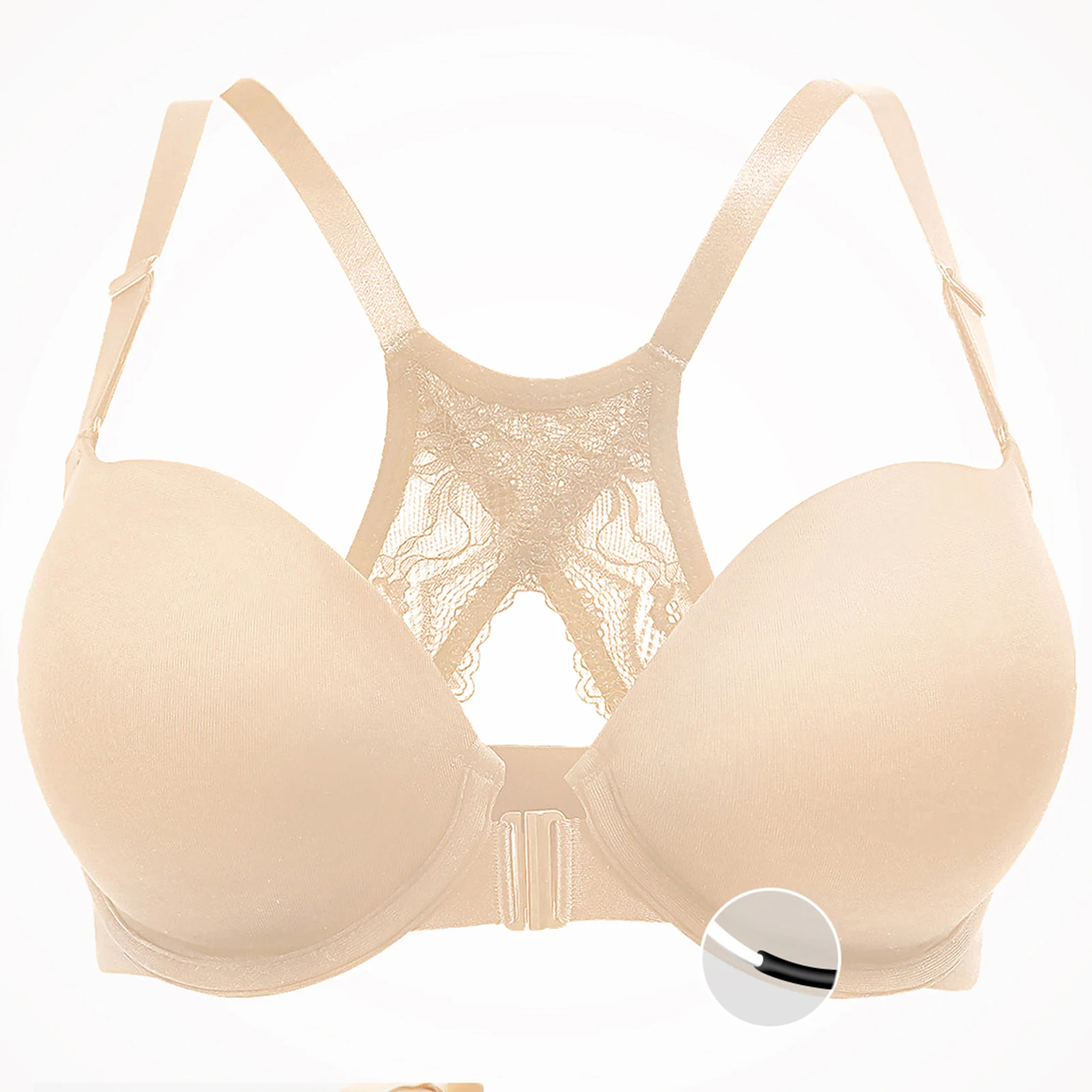 جديد رفع البرازيلي للنساء الجبهة إغلاق Underwire لينة إضافة الكؤوس الدانتيل Bralette Racerback قابل للتعديل الأشرطة عالية تمتد مثير الصدرية #6