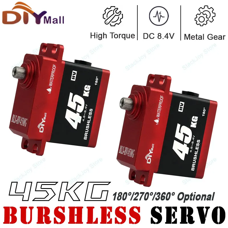 

BLS-HV45MG 45KG Brushless Digital Servo HV 8.4V Aluminum Case Metal Gear 180/270/360° Waterproof for RC Car Truck Robot