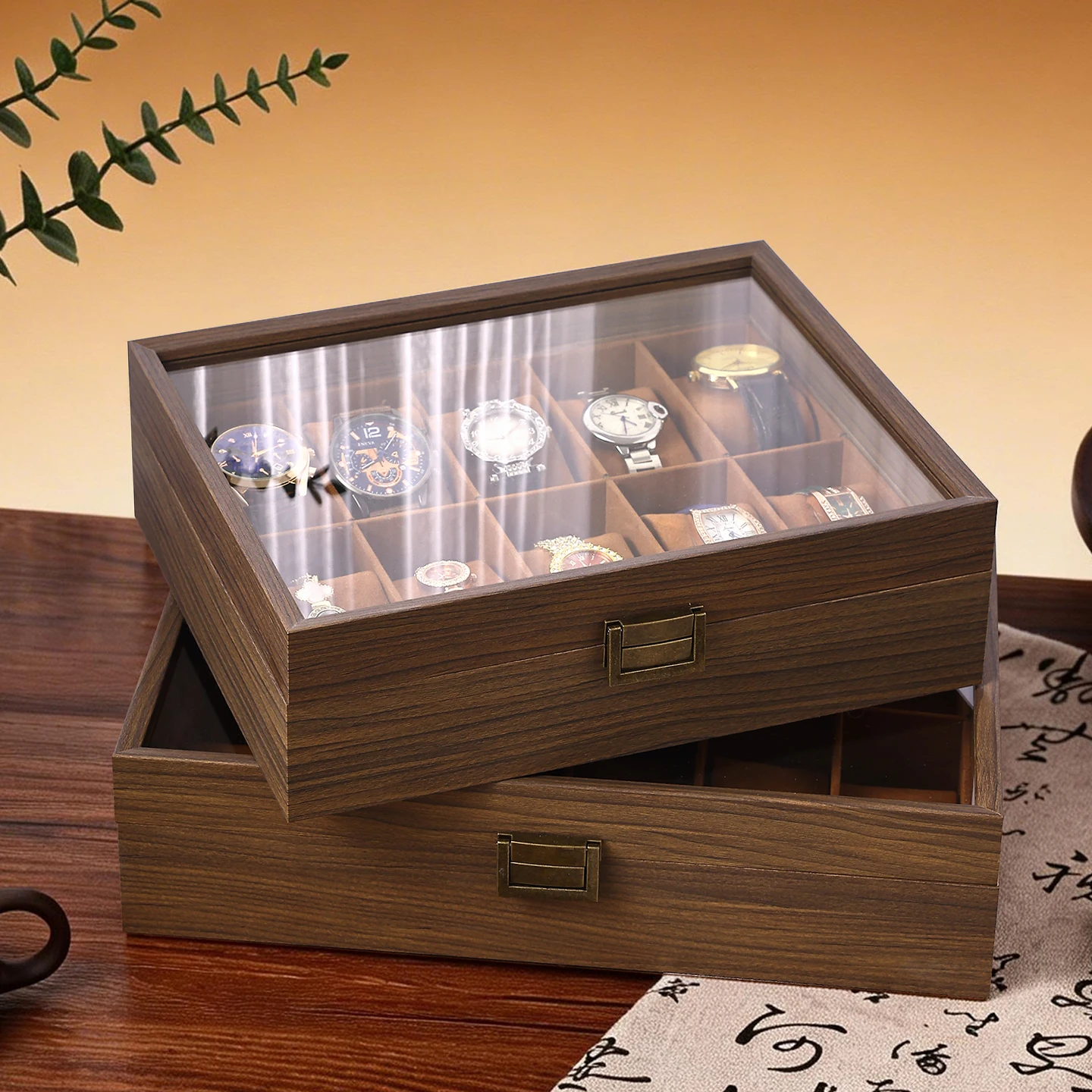 유리 커버가 있는 1개의 시계 보관함, 벨벳 안감이 있 - Jewelry Box With Watches 리뷰 및 가격