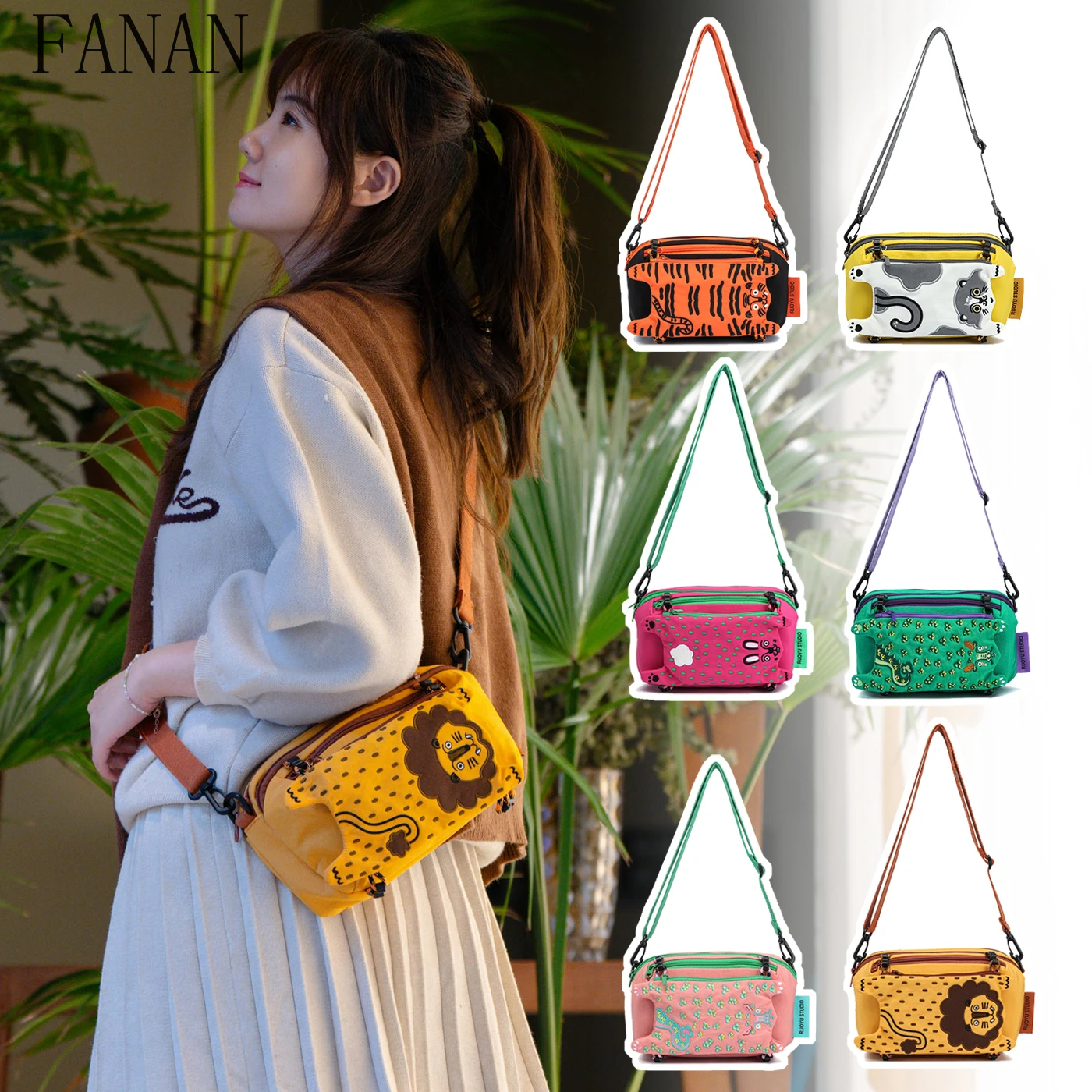 Crossbody Bags for Women Original Design Cute Animal Girls Cloth Bag Casual Multi Layer Sweet Women's Handbags
