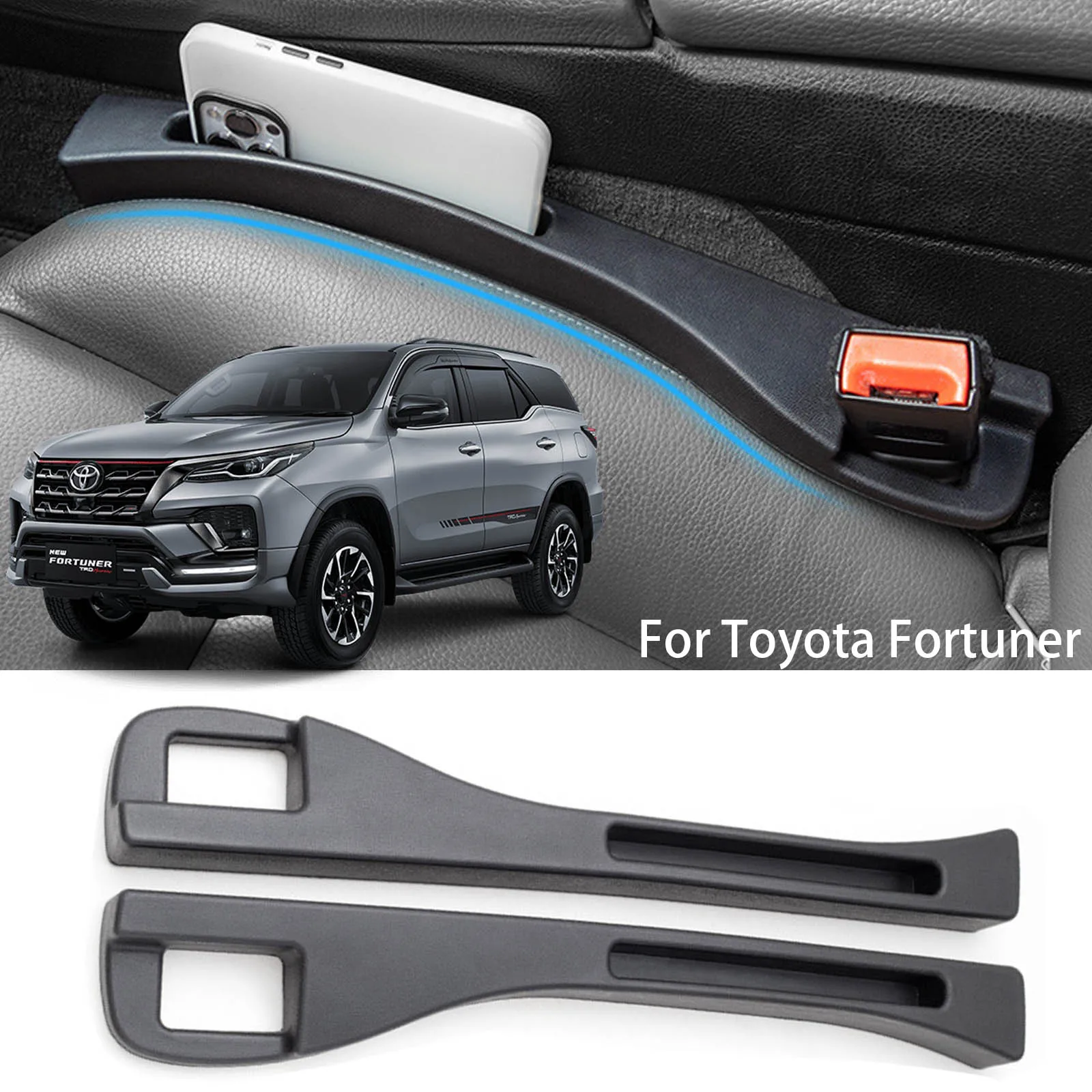 Car Seat Crevice Organizer Storage Gap Filler Strip For Toyota Fortuner 2015-2024 Car Phone Organizer Storage Box Accessories