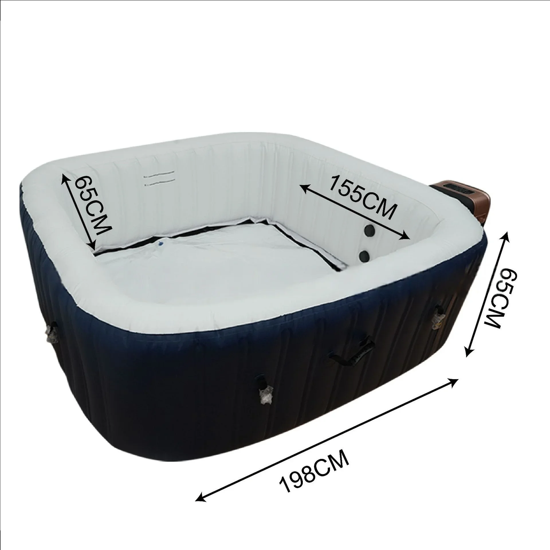 Heated Multi-Person Inflatable Square Bathtub Constant Temperature Wave Bubble Effect PVC Home Spa Cover for Outdoor Family