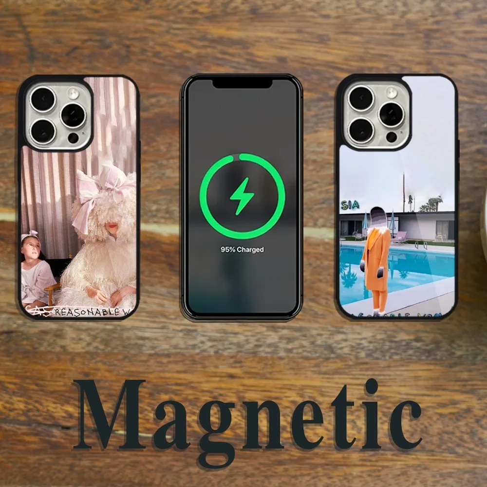 S-Sia Singe Phone Case Magsafe Magnetic For iPhone 11 12 13 14 15 Pro Max Plus Wireless Charging