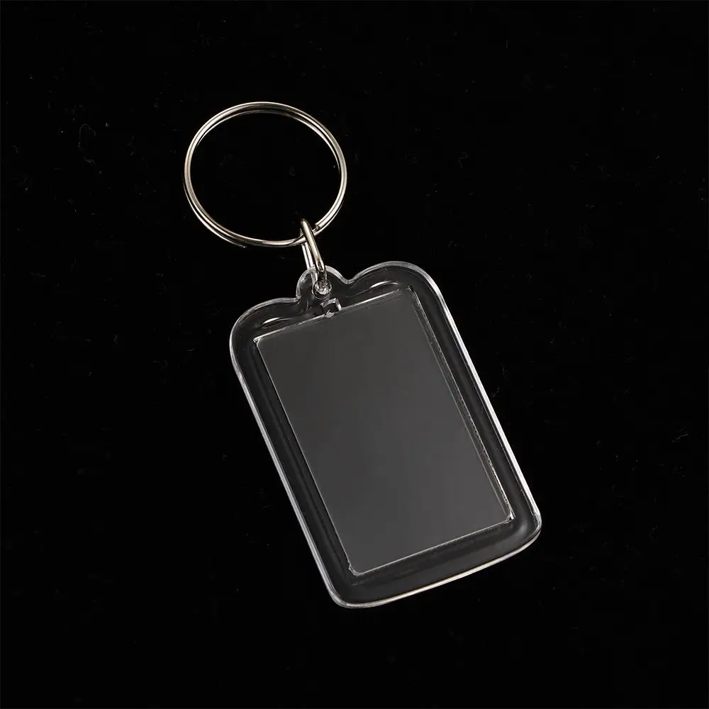 Fashion DIY Transparent Insert Photo Acrylic Rectangle Photo Keychain Blank Frame Keychain Key Holder Picture Frame Keyring