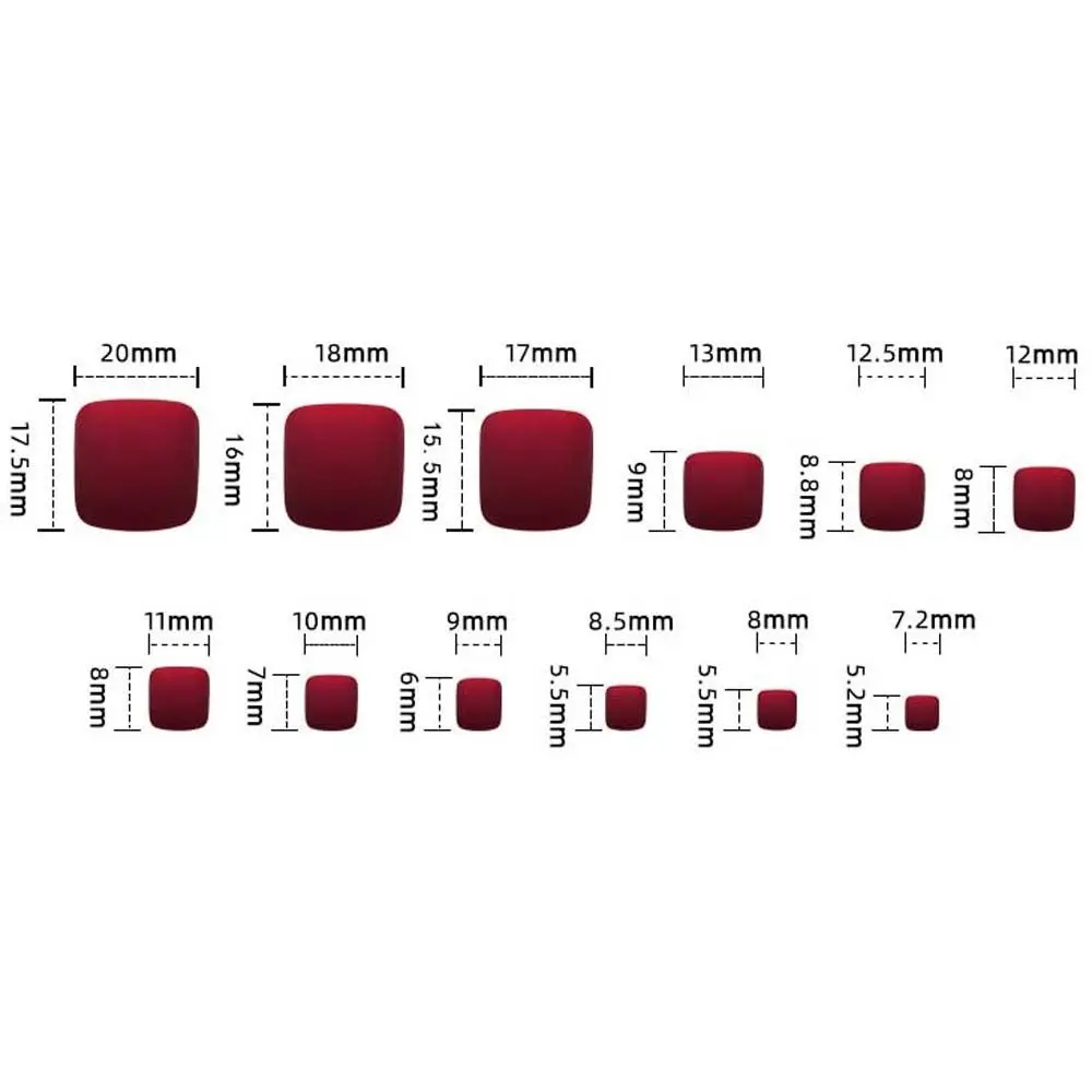 Toenails DIY Nail Art Tip Manicure Matte False Toenails Solid Color Nails Patch Full Cover False Nails Frosted Fake Toe Nails