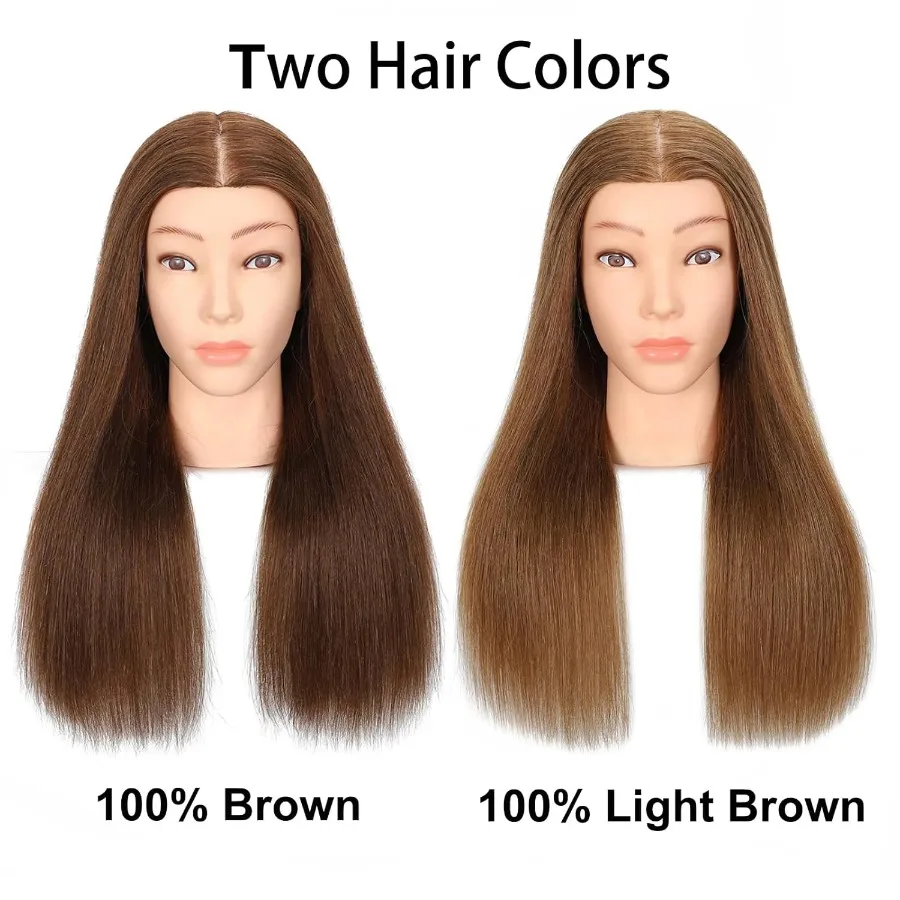 Голова манекена со 100% настоящими человеческими волосами для профессиональной косметологической практики: идеально подходит для плетения, укладки и стрижки.