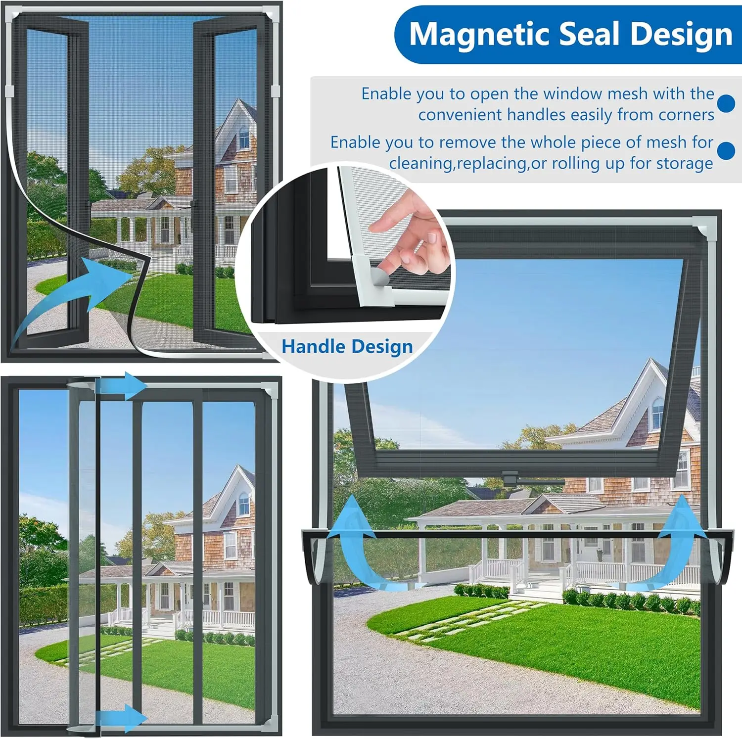 Magnetisches Selbstklebendes Moskitonetz, Unsichtbares Fensternetz ohne Bohren, Einfache Installation, Insektenschutz Belüfteter Netzvorhang – Detail 12