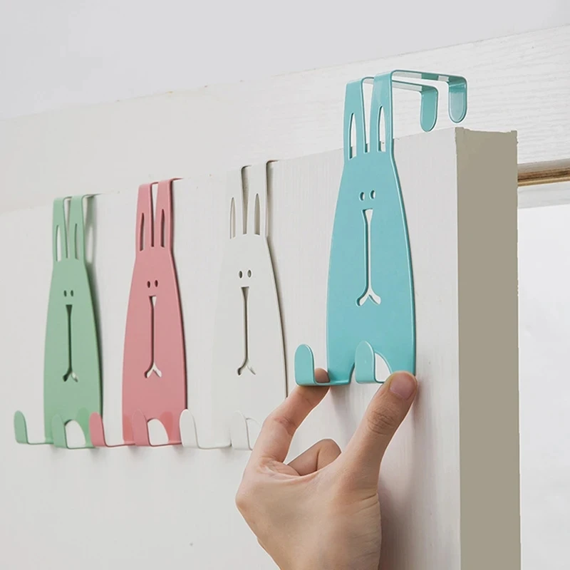 Cartoon Rabbit Door Back Hook Punch Free Coat Hooks Cupboard Rear Hanger Bedroom Kitchen Wardrobe Wall Hanger Home Storage Shelf