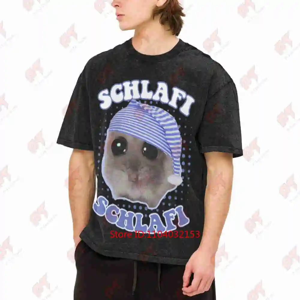 Sleepy Hamster Sleep Meme Vintage Washed Tee Pure Cotton T-Shirt