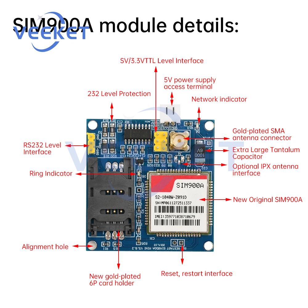 SIM900A V4.0 Kit Wireless Extension Module GSM GPRS STM32 Board Antenna Tested Worldwide Store GSM module