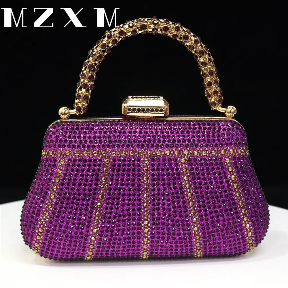 

Popular In Nigeria Exquisite Party Bags With Diamond Design Fashion Handle Clutch Rhinestone Embellished Long Chain Shoulder Bag