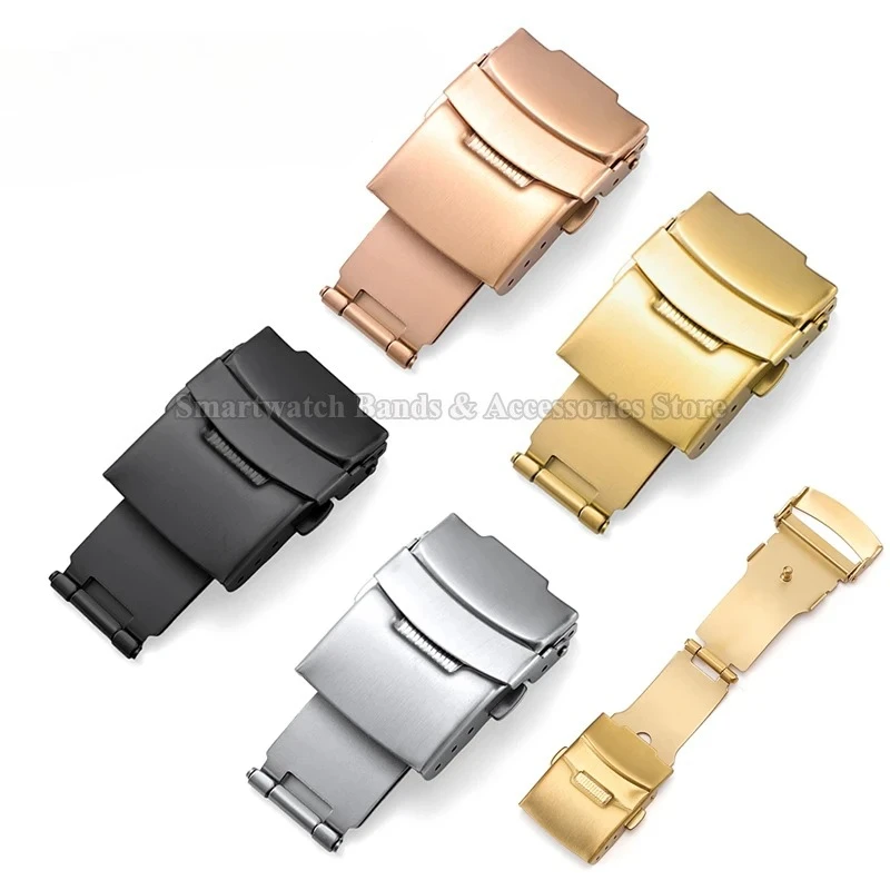16mm 18mm 20mm 22mm 24mm Metal Watch Buckle for Seiko for Casio Solid Stainless Folding Buckle Double Push Button Clasp Accessoy