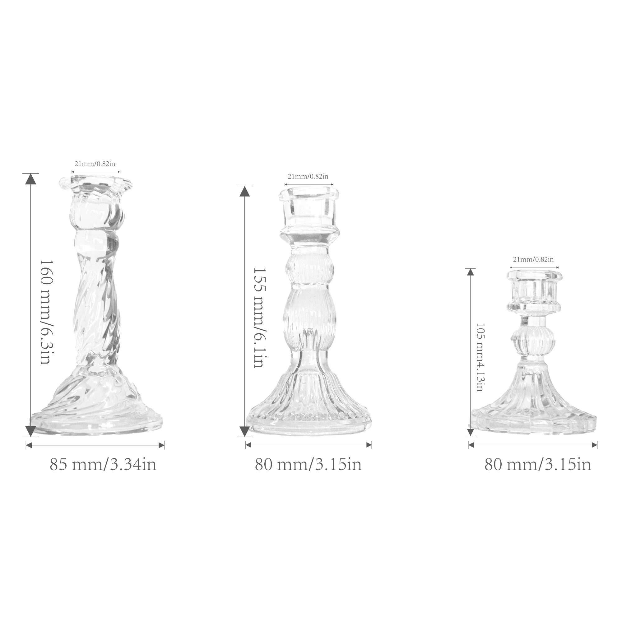 1pc Fashion Crystal Candlestick 0.81in Caliber Nordic Style Excellent Transparency Used for Home Decoration or Festival Parties