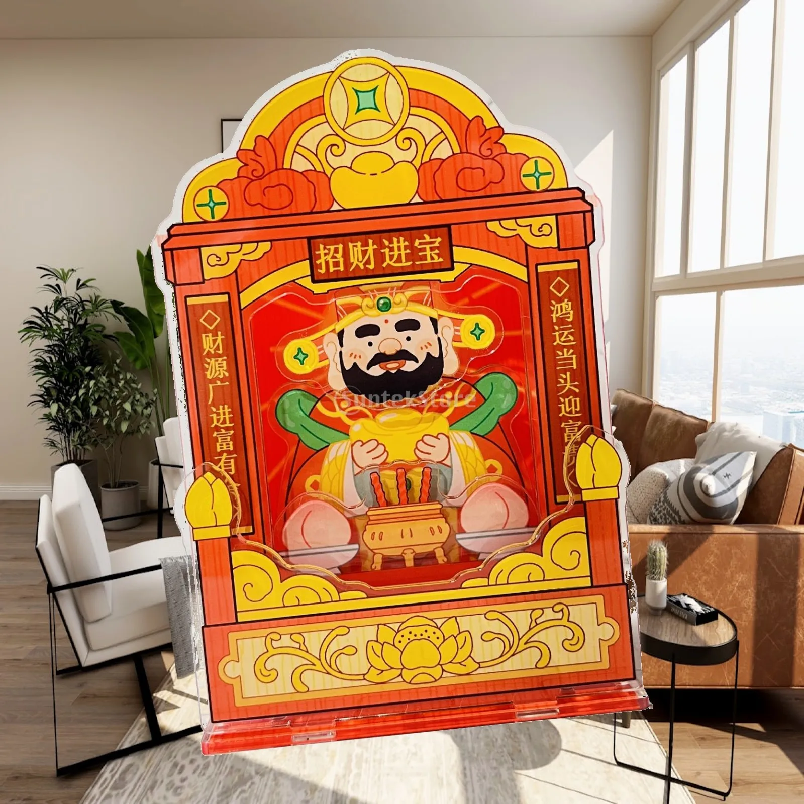 Shaking Head God of Wealth Statue Birthday Gift Cute Lifelike Acrylic Crafts Car