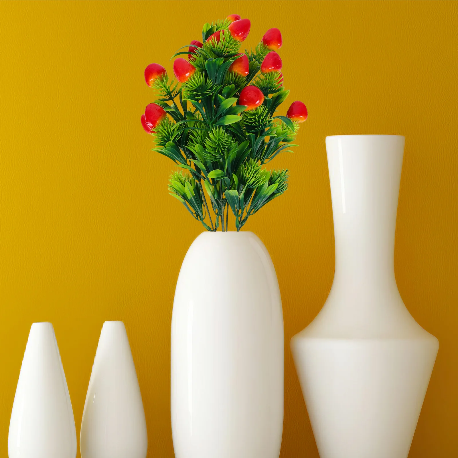 

2Pcs Strawberry Fake Flowers Arrangement Lifelike Simulation Fruit Bouquet for Home Office Hotel Decor Resistant to Fading Easy