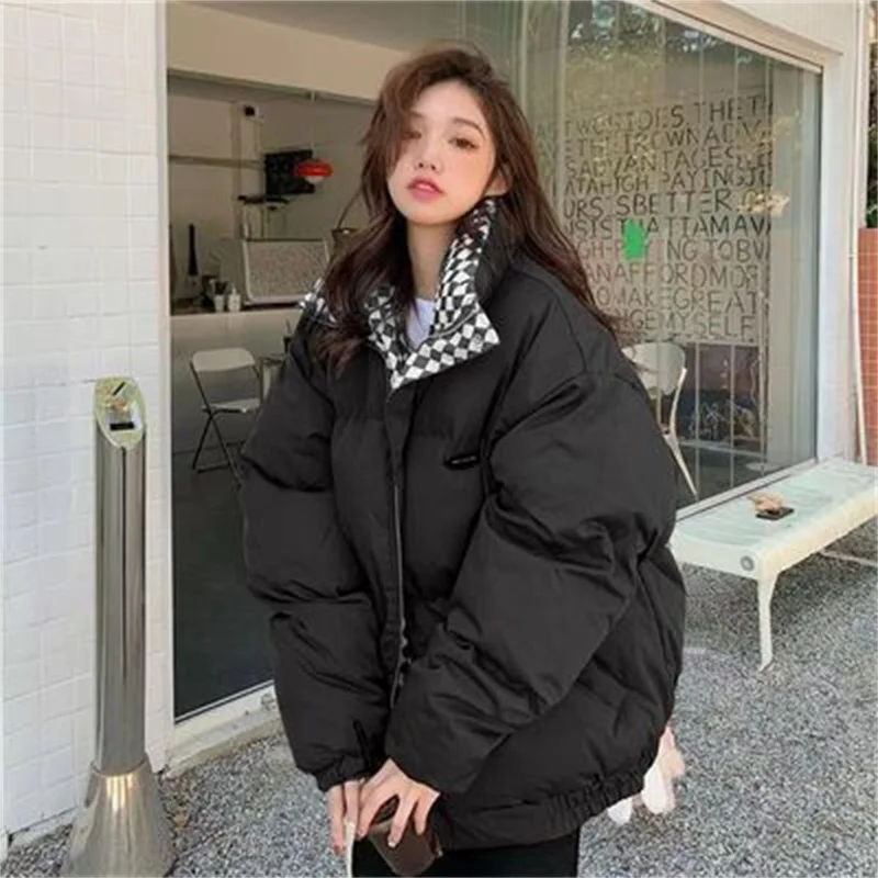 

2022 Winter New Down Padded Coat Female BF Style Loose Stand-up Collar Short Padded Jacket Korean Version Thickened Bread Jacket