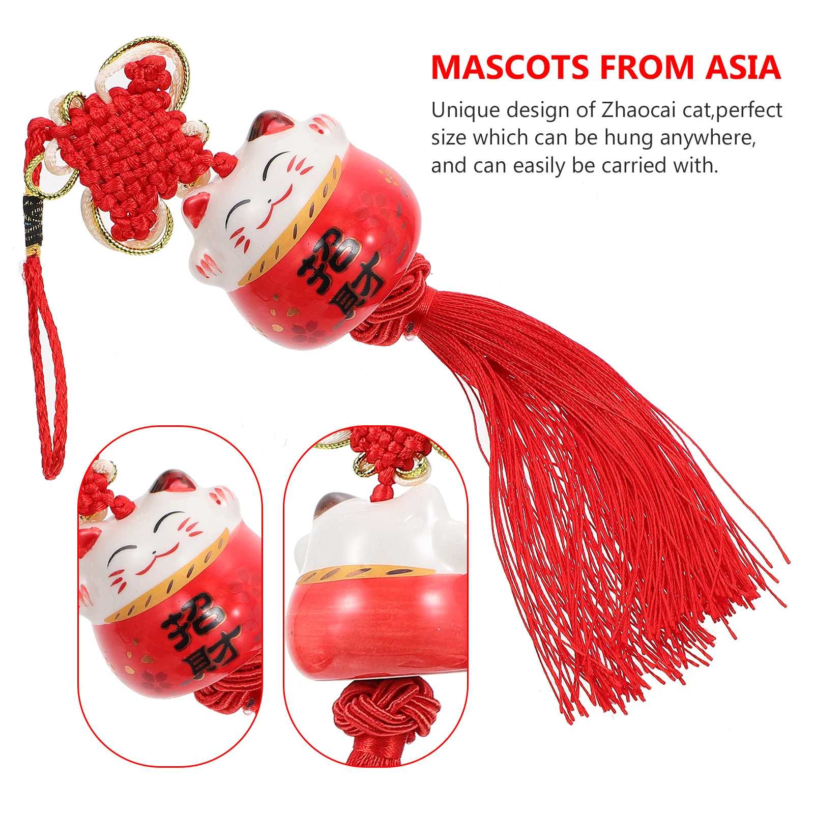 

3Pcs Chinese Style Pendant Red Knot Tassel Hanging Accessory for Car Bag Clothes Decoration Good Fortune Red Chinese Knot