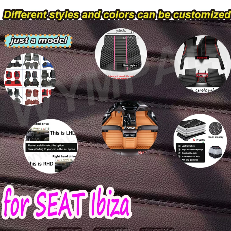 

LUXURY Car Floor Mats For SEAT Ibiza 6J 6P MK4 2008~2017 Waterproof Rugs