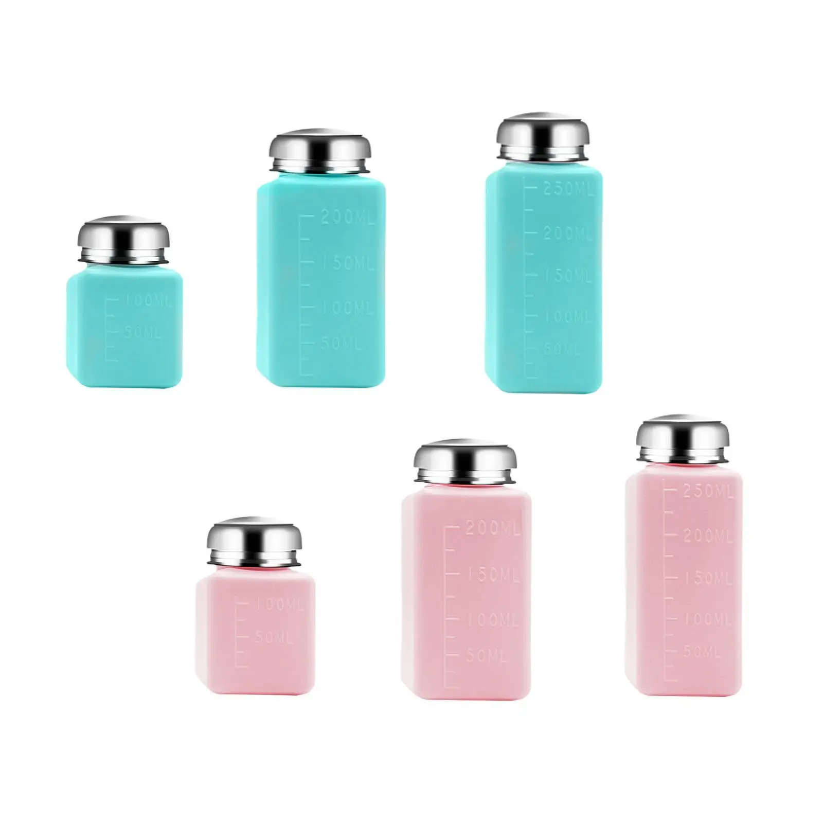 Pump Dispenser Bottle with Steel Top Cap for Makeup Remover Clean Tool Push Down Liquid Dispenser Hand Pumping Press Container