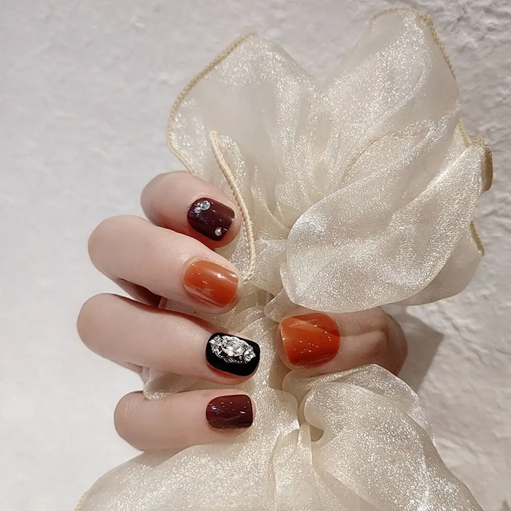 On Nails Nail Art Tips Artificial Nails Nail Decorations Full Cover False Nails Glitter Short Fake Nails Korean Fake Nails