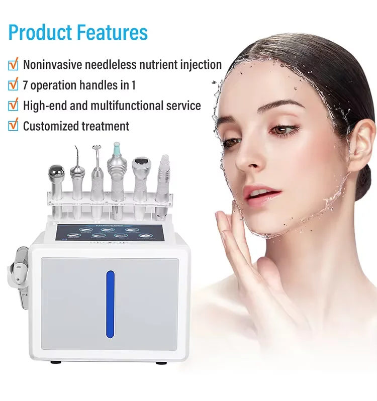 

7 in 1 Hydro Dermabrasion Facial Beauty Machine Meso Gun Skin Deep Cleaning Wrinkle Removal Anti-Aging Skin Rejuvenation Machine