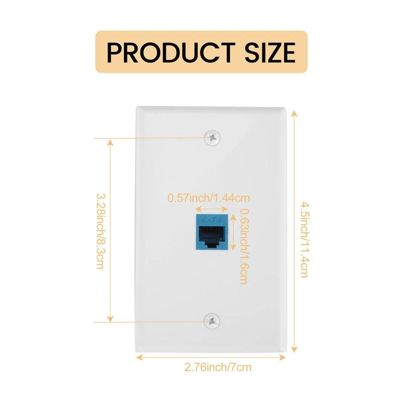 2-Pack Ethernet Wall Plate, RJ45 Cat6 Female To Female Jack Inline Coupler Face Plates