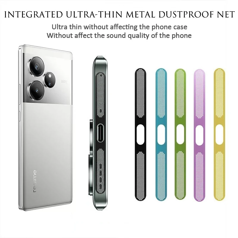 

Luxury Metal Dustproof Net For Realme GT 7 6T 5 3T 2 Pro Neo7 6 5 3 2 SE AntiDust Mesh Anti-Scratch Bottom Protect sticker cover